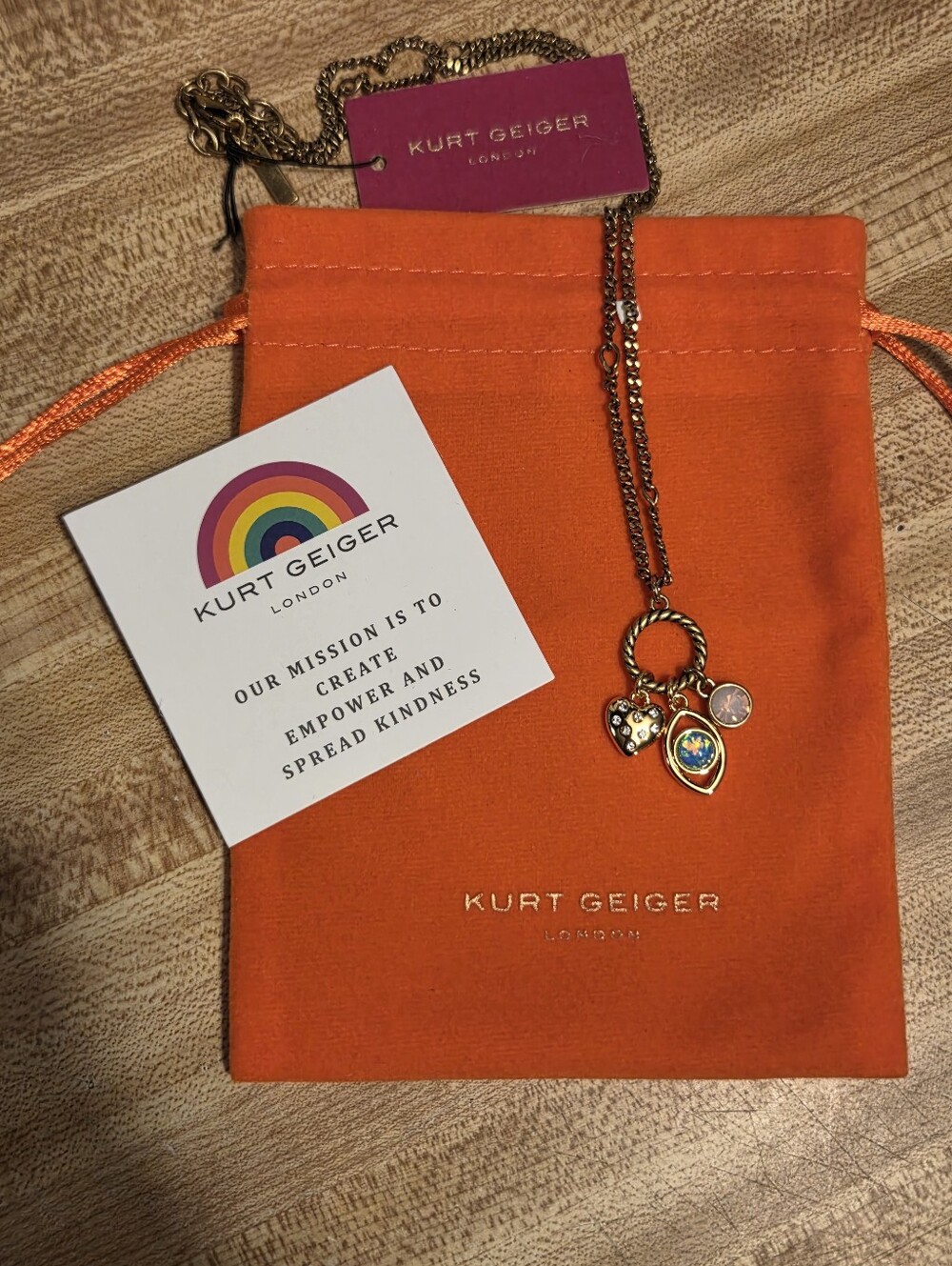 Kurt Geiger NWT Rare Mukti Charm Necklace & Dustbag
